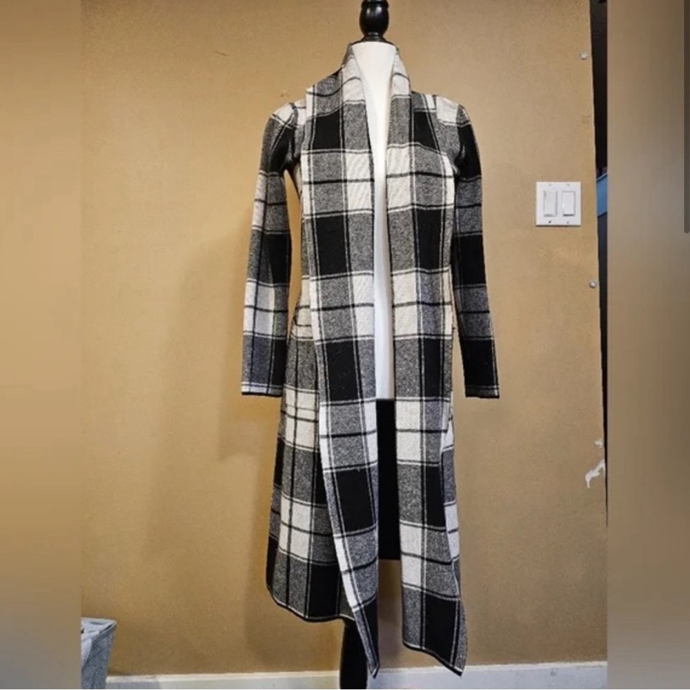 TAHARI Open Front Long Cardigan with Pockets, Size Small